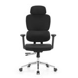 Silla de oficina profesional Ergomy F 2 negra con tapicería de tela y base de cinco ruedas de hjh OFFICE – vista de 360° (vista frontal 0°)
