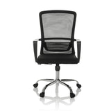Silla Home Office STAR-TEC S negra con respaldo de malla y base de cinco ruedas de hjh OFFICE – vista de 360° (vista frontal 0°)