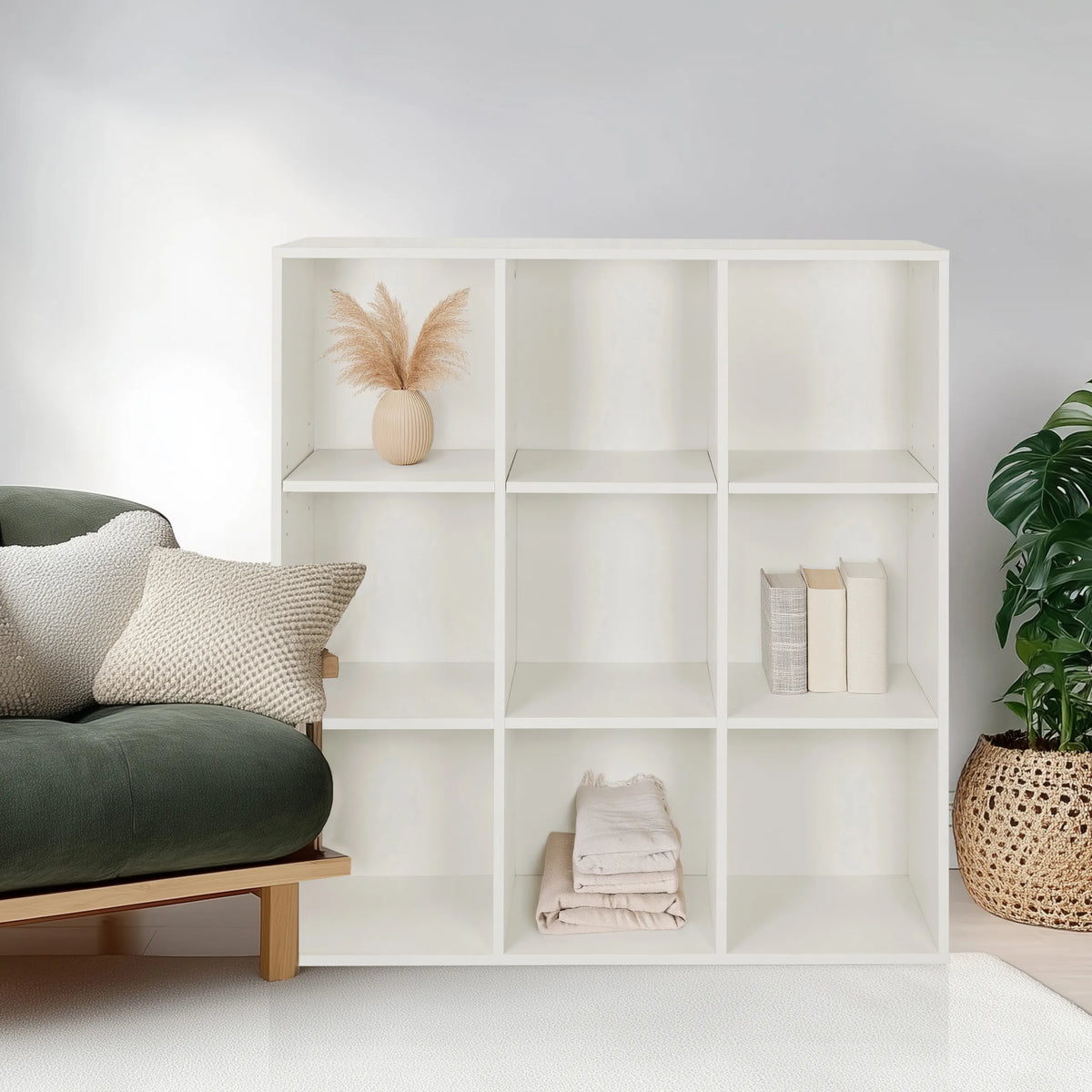 Estante blanco BJORKE con nueve compartimentos cuadrados abiertos de hjh LIVING