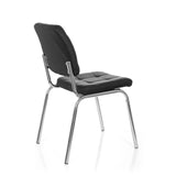 Silla de cuatro patas PICENO V negra con tapicería acolchada y estructura de cromo de hjh OFFICE – vista de 360° (vista trasera en diagonal 120°)