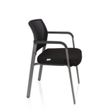 Silla de cuatro patas MEET negra con respaldo de malla y reposabrazos de hjh OFFICE – vista de 360° (vista lateral 80°)