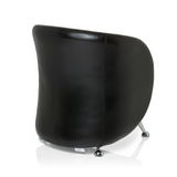 Sillón tapizado negro ST. LUCIA con patas de metal brillantes de hjh OFFICE – vista de 360° (vista trasera en diagonal 140°)
