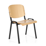 Silla de cuatro patas XT 600 SW H con asiento y respaldo de haya y estructura negra de hjh OFFICE – vista de 360° (vista frontal en diagonal 40°)
