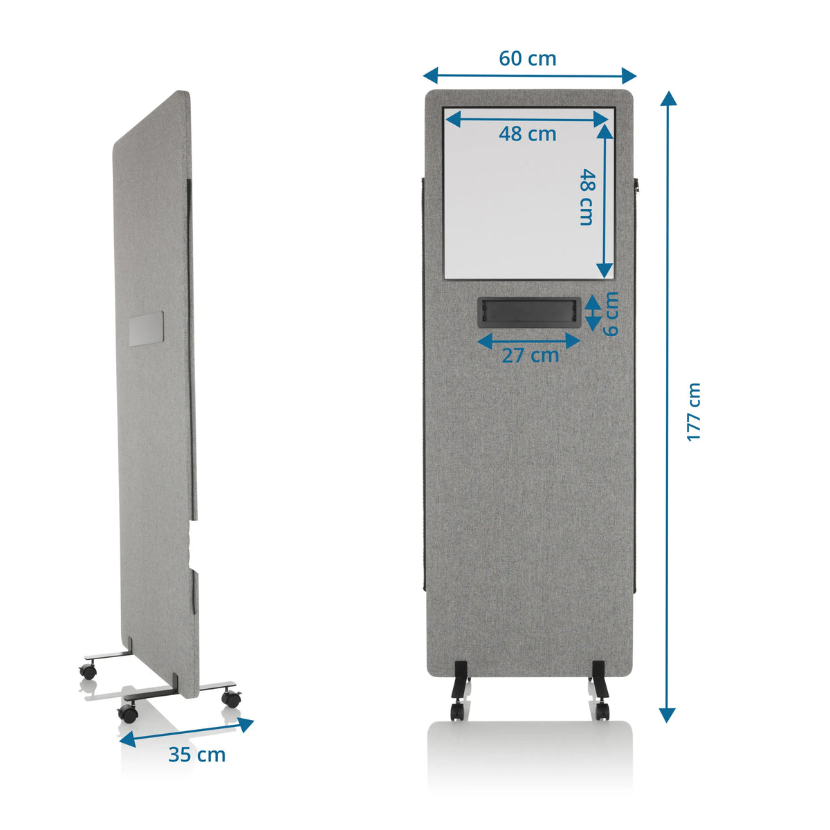 Dibujo dimensional del separador FLEXMIUT WB con una altura de 177 cm y anchura de 60 cm de hjh OFFICE