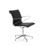 Silla de confidente negra PARIBA V IV con tapicería acolchada y base de cinco ruedas de hjh OFFICE – vista de 360° (vista frontal en diagonal 60°)