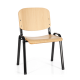 Vierfußstuhl XT 600 SW H mit Sitzfläche und Rückenlehne aus Buche und schwarzem Gestell von hjh OFFICE – 360-Grad-Ansicht (Frontansicht 20°)