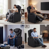 Sillón de diseño Game Sport RX negro en diversas situaciones de uso de hjh OFFICE (imagen generada por IA)