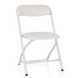 Silla de exterior blanca TUDELA XXL PRO W con asiento y respaldo perforados de hjh OFFICE – vista de 360° (vista frontal 15°)