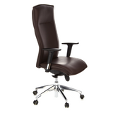 Sillón de alta gama MURANO 20 marrón oscuro con reposabrazos y base de cinco ruedas de hjh OFFICE – vista de 360° (vista frontal en diagonal 60°)