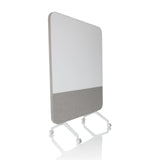 Pizarra blanca VISION BOARD gris con superficie de escritura blanca y ruedas de hjh OFFICE – vista de 360° (vista frontal en diagonal 45°)