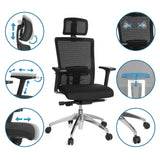 Silla de oficina profesional ASTRA LUX en negro con respaldo de malla y varias opciones de ajuste de hjh OFFICE