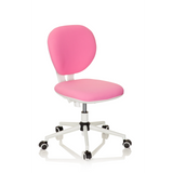 Silla giratoria para niños KID VIVO rosa con base blanca y cinco ruedas de hjh OFFICE – vista de 360° (vista frontal en diagonal 40°)
