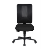 Silla de oficina profesional HJH WORK BASIC negra con respaldo de malla y base de cinco ruedas de Topstar – vista de 360° (vista frontal 0°)