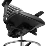 Parte inferior del asiento y pistón de gas de la silla de mostrador ERGO LINE II WORK en cuero sintético negro de hjh OFFICE