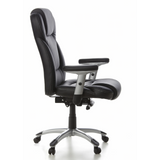 Sillón de oficina profesional EMBASSY 200 negro con reposabrazos y base de cinco ruedas de hjh OFFICE – vista de 360° (vista lateral 80°)