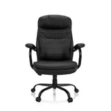 Silla giratoria RELAX XXL B negra de cuero sintético con base de estrella y cinco ruedas de hjh OFFICE – vista de 360° (vista frontal 0°)