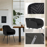 Silla de comedor negra CHARVELLE con detalles de costura y patas delgadas de hjh LIVING