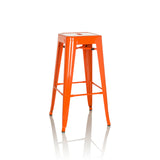 Taburete de bar VANTAGGIO HIGH naranja con cuatro patas y reposapiés integrados de hjh OFFICE – vista de 360° (vista lateral 105°)