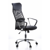 Sillón de oficina Home Office ARIA HIGH negro con respaldo de malla y base de cinco ruedas de hjh OFFICE – vista de 360° (vista frontal en diagonal 60°)