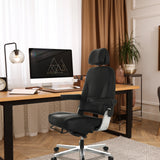 Silla giratoria XXL 24 HOURS F negra de cuero con reposacabezas y reposabrazos de hjh OFFICE
