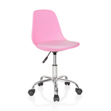 Silla giratoria para niños FANCY II rosa con carcasa curva y base de cinco ruedas de hjh OFFICE – vista de 360° (vista frontal en diagonal 40°)