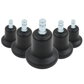 Fünf schwarze Stuhlgleiter 5 x STAND Nr. 10 mit silberfarbenen Gewindebolzen von hjh OFFICE