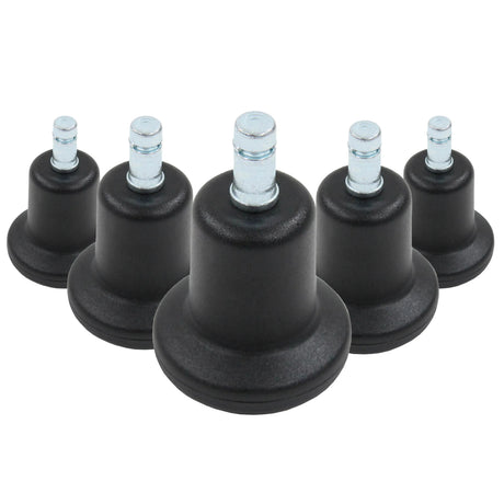 Fünf schwarze Stuhlgleiter 5 x STAND Nr. 10 mit silberfarbenen Gewindebolzen von hjh OFFICE
