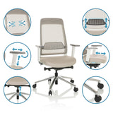 Funciones ajustables de la silla de oficina profesional CHIARO T2 WHITE en beige y gris de hjh OFFICE