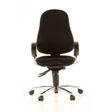 Silla de oficina profesional SITNESS 10 negra con reposabrazos y base de cinco ruedas de Topstar – vista de 360° (vista frontal 0°)