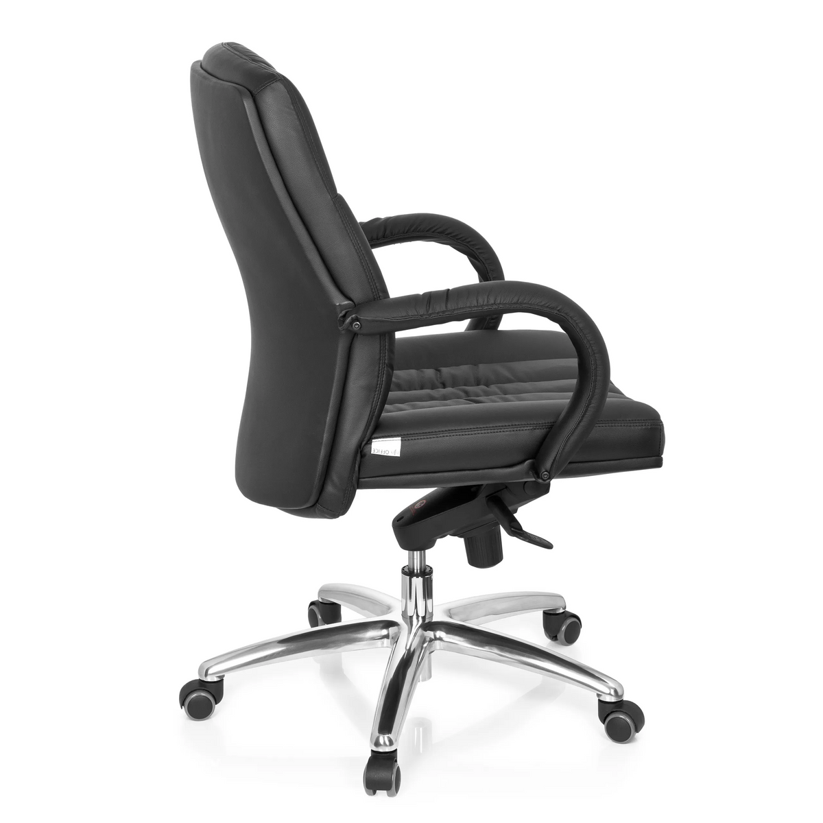 Silla giratoria XXL G 100 negra con tapicería acolchada y base de cinco ruedas de hjh OFFICE – vista de 360° (vista lateral 100°)