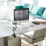 Soporte para teléfono móvil y tableta FLEXMOBI negro con cuello de cisne flexible y pinza de mesa de hjh OFFICE