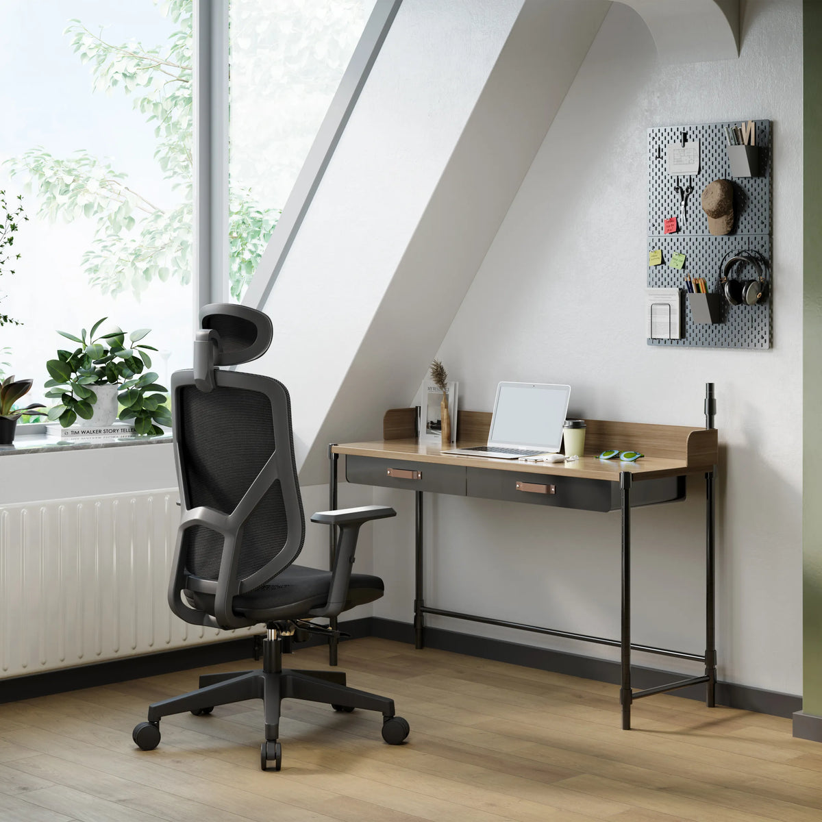 Silla Home Office BLACORE en negro con reposacabezas y reposabrazos de MyBuero