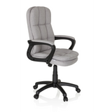 Sillón de oficina Home Office RELAX CX 120 gris con tapizado acolchado y base de cinco ruedas de MyBuero – vista de 360° (vista frontal en diagonal 60°)