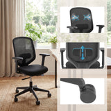 Silla de oficina profesional Delvia en negro con respaldo de malla y reposabrazos ajustables de hjh OFFICE
