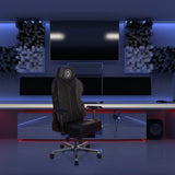 Silla gaming negra GAMEBREAKER COLOSSUS con logotipo en el reposacabezas y los reposabrazos de hjh OFFICE