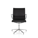 Silla de confidente negra PARIBA V IV con tapicería acolchada y base de cinco ruedas de hjh OFFICE – vista de 360° (vista frontal 0°)
