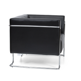 Sillón tapizada negro CURACAO con estructura tubular cromada de hjh OFFICE – vista de 360° (vista lateral 80°)
