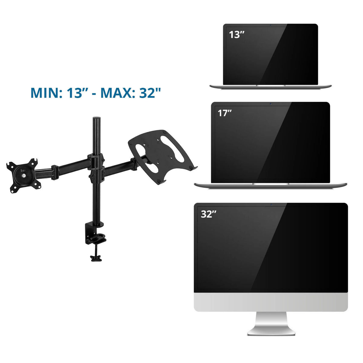 Soporte de monitor VM-MH2 en negro para pantallas de 13 a 32 pulgadas de hjh OFFICE