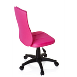 Silla giratoria para niños KIDDY BASE rosa con respaldo de malla y base negra de cinco ruedas de hjh OFFICE – vista de 360° (vista trasera en diagonal 120°)