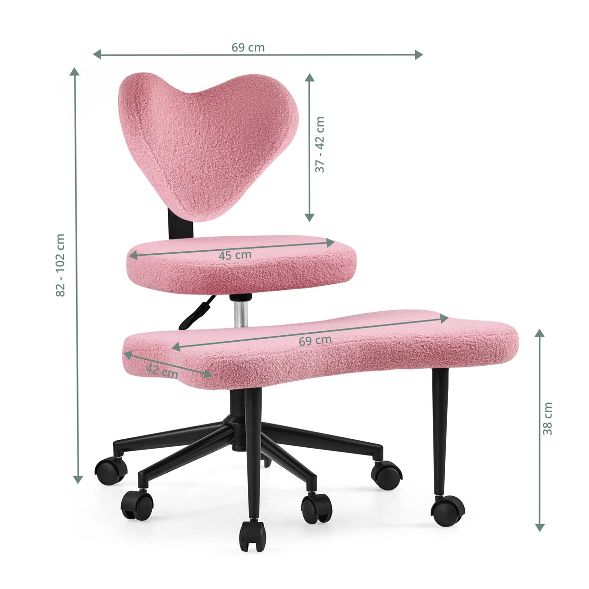 Dibujo técnico de la silla de meditación Asanasit en rosa con un ancho de 69 cm de hjh LIVING