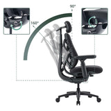 Respaldo ajustable de la silla de oficina LiberNovo Maxis Airflow con un ángulo de inclinación de 90° a 160° de Libernovo