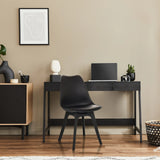 Silla nórdica SCANDI P en negro con cuatro patas delante de un escritorio de hjh OFFICE