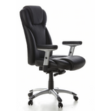 Sillón de oficina profesional EMBASSY 200 negro con reposabrazos y base de cinco ruedas de hjh OFFICE – vista de 360° (vista frontal en diagonal 60°)