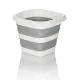 Contenedor plegable CLEAN SILE en gris y blanco con elementos laterales plegables de hjh OFFICE – vista de 360° (vista trasera 180°)