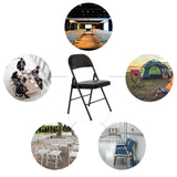 Silla plegable TUDELA H negra con funda de cuero sintético y estructura metálica de hjh OFFICE