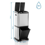 Dibujo dimensional de la papelera CLEAN VII con una altura de 99 cm y un volumen de 32 L de hjh OFFICE