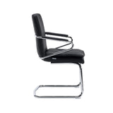 Silla de viga voladiza Rovento V negra con reposabrazos y estructura de patín de metal cromado de hjh OFFICE