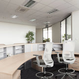 Dos sillas de mostrador grises ASPEN WORK W con respaldos y reposabrazos blancos de hjh OFFICE