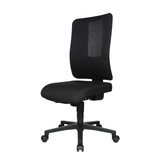 Silla de oficina profesional HJH WORK BASIC negra con respaldo de malla y base de cinco ruedas de Topstar – vista de 360° (vista frontal en diagonal 300°)