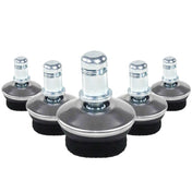 Cinco deslizadores para sillas 5 x STAND FZ plateados con almohadillas de fieltro negras para suelos duros de hjh OFFICE